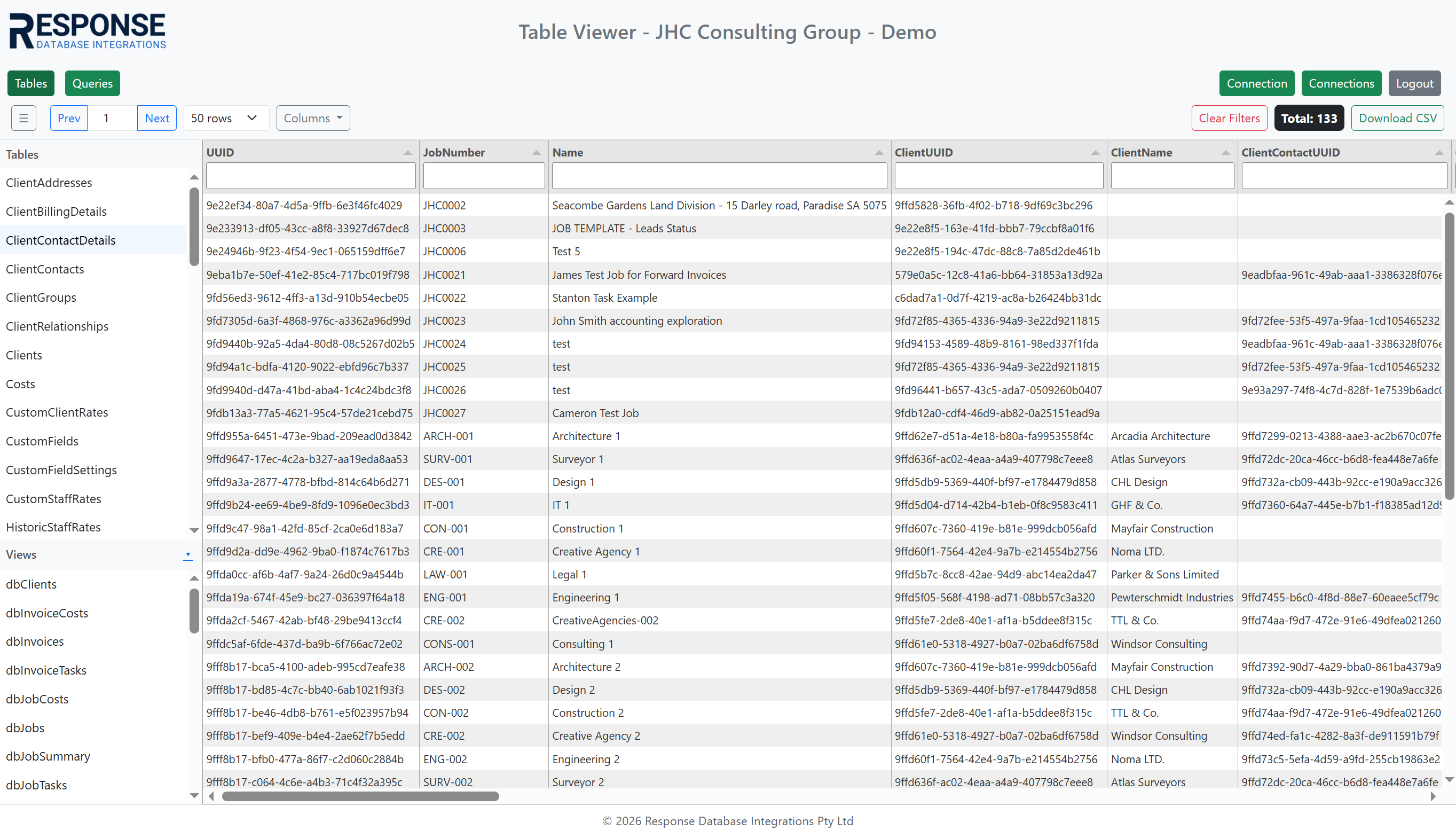 Table viewer screenshot